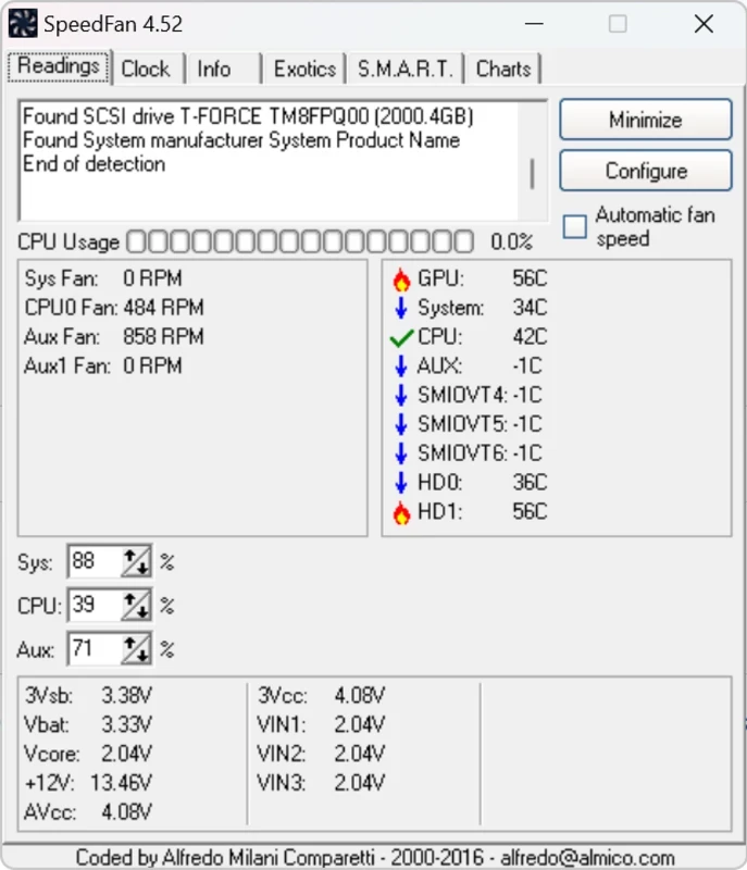 SpeedFan — ekran görüntüsü 1